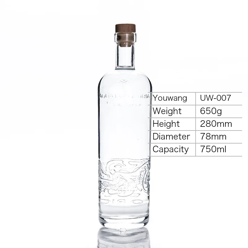 750ml Fifth Round Extra Flint Glass Spirit Bottle