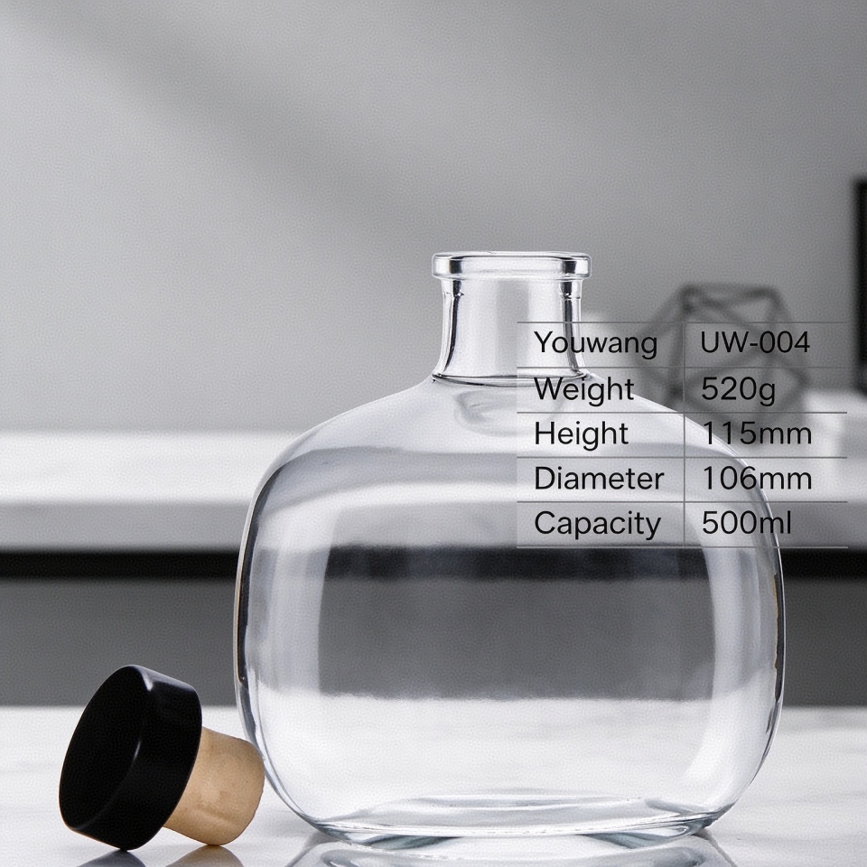 500ml Flask Extra Flint Glass Spirit Bottle