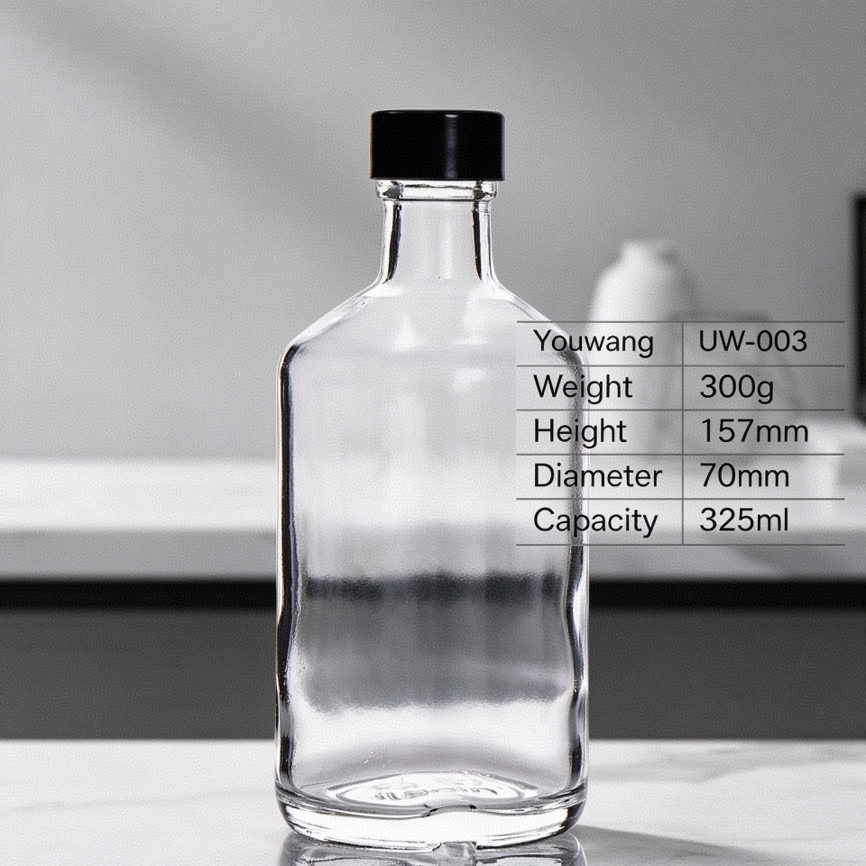 325ml Rectangular Extra Flint Glass Spirit Bottle