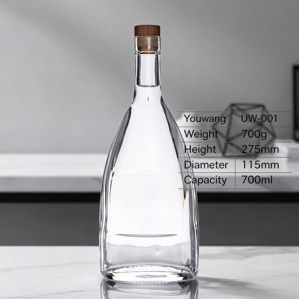 700ml Triangular Extra Flint Glass Spirit Bottle