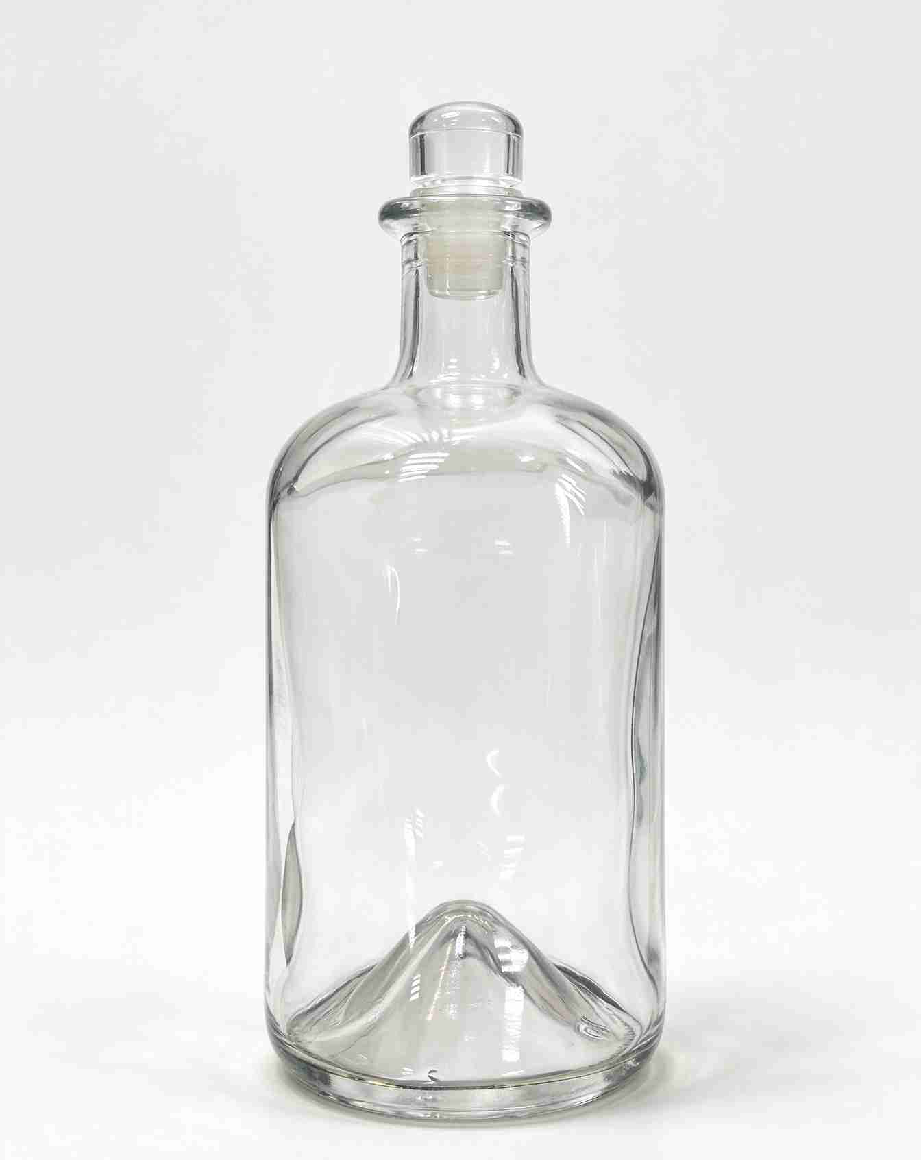 Minimalist Straight Body Glass Bottle with Mountain Embossed Base, 750ml Liquor Bottle for Whiskey & Gin
