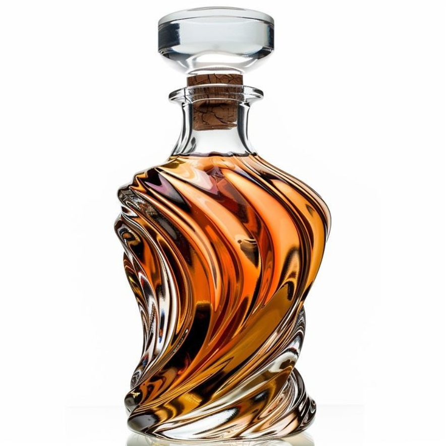 Art Twisted Swirl Spirits Glass Bottle, 700ml Creative Wavy Whiskey Decanter with Crystal Glass Stopper