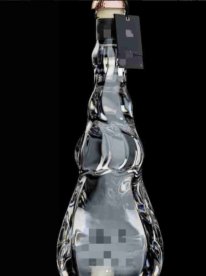 Curved Wavy Contour Art Spirit Glass Bottle, 700ml Twisted Gourd-shaped Liquor Bottle with Copper Cap & Cork