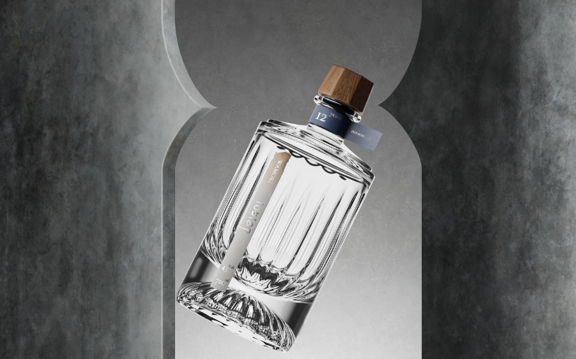 Vertical Ribbed Straight Premium Spirit Glass Bottle, 700ml Modern Textured Square Liquor Bottle with Octagonal Wooden Cap