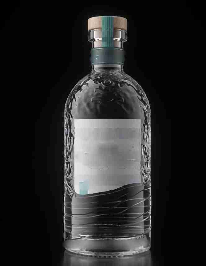 Ocean Wave Embossed Round Spirit Glass Bottle, 700ml Nature Textured Liquor Bottle with Composite Wood Stopper