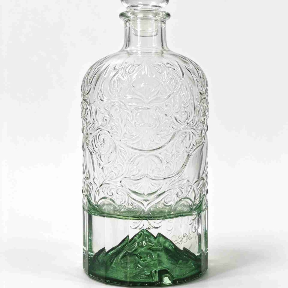 Mountain Base Embossed Spirits Glass Bottle, Creative 3D Mountain Bottom Whiskey Liquor Bottle