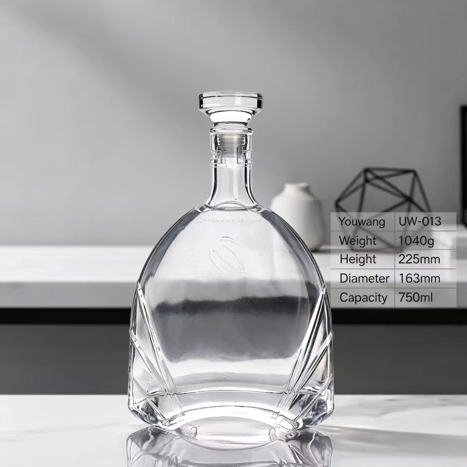 750ml Premium Embossed Spirit Bottle, Thick Crystal Glass Liquor Bottle, Customizable